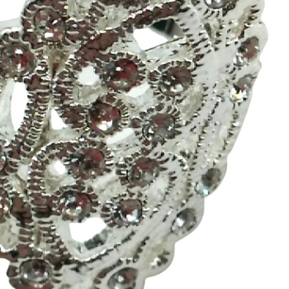 Vintage Silver-tone Rhinestone Filigree Ring Size 7.25 - Picture 14 of 15